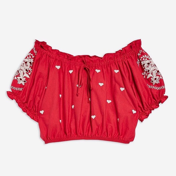 TOPSHOP Pansy Embroidered Crop Top